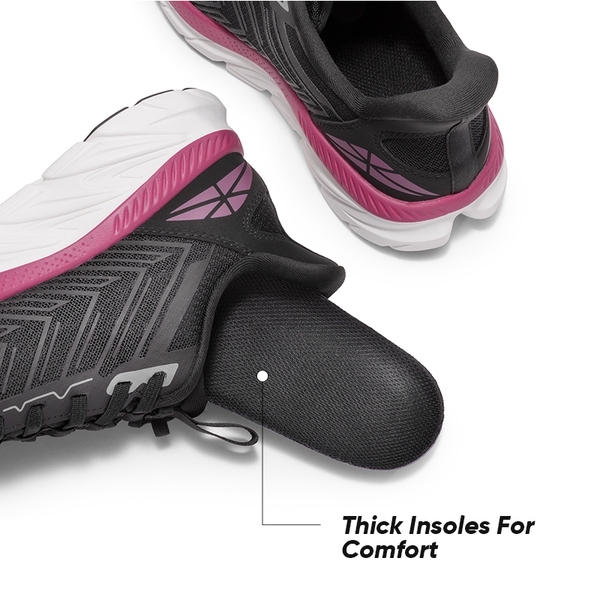[AllSwifit 2.0] Women's Slip On Walking Sneakers - BLACK/FUCHSIA - 3